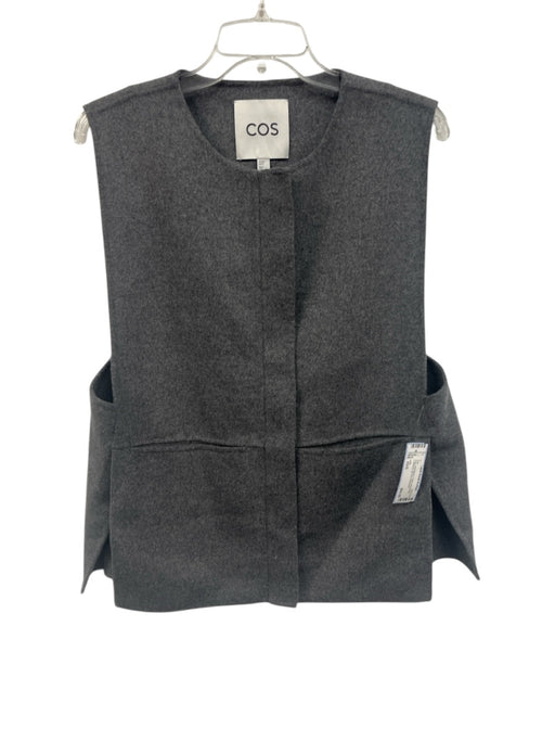 COS Size XS/S Gray Wool Blend Felted slit pockets Collarless Zip front Vest Gray / XS/S