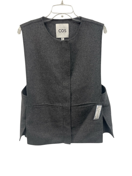 COS Size XS/S Gray Wool Blend Felted slit pockets Collarless Zip front Vest Gray / XS/S