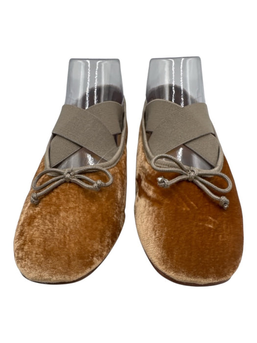Sam Edelman Shoe Size 8 Tan & Gray Velvet Leather Lining Criss Cross Strap Flats Tan & Gray / 8