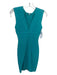 Herve Leger Size XS Teal Rayon Blend Sleeveless Scalloped V Neck Bandage Dress Teal / XS