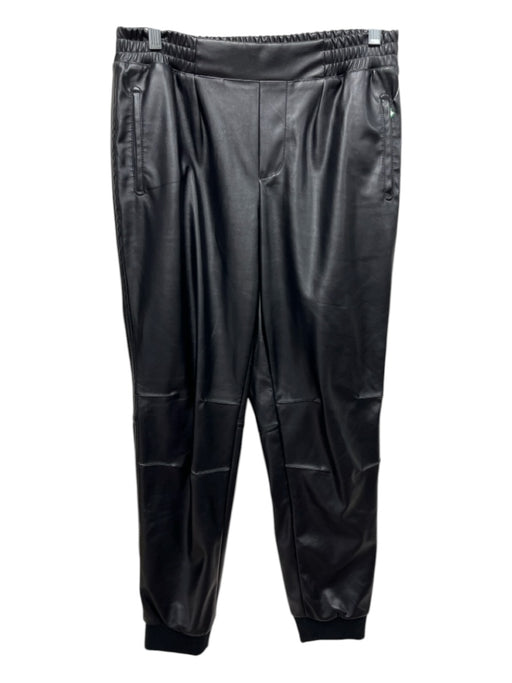 Size S Black Faux Leather Elastic Waist Jogger Pants Black / S