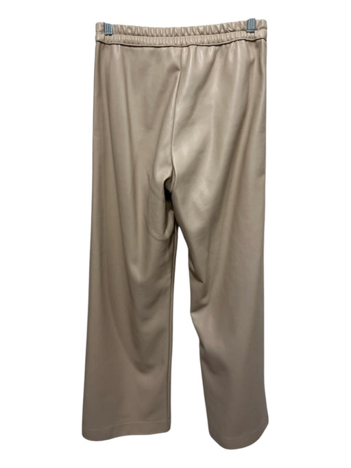 Enza Costa Size 0 Beige Faux Leather Elastic Waist Straight Wide Cut Pants Beige / 0