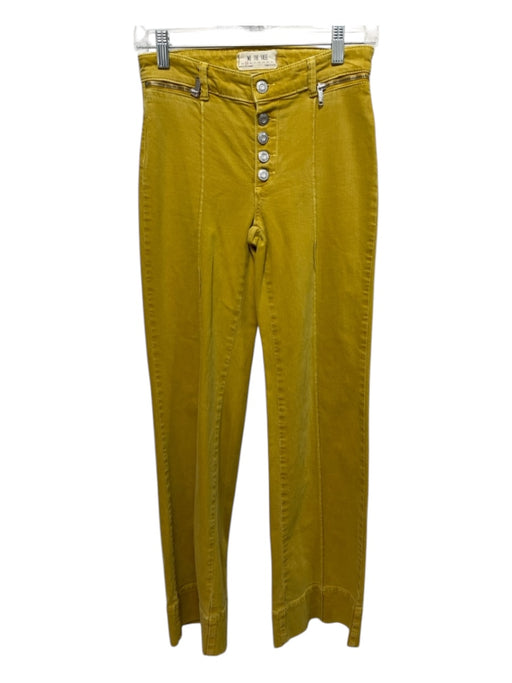 We The Free Size 25 Yellow Cotton Denim High Rise Front Seam Flare Jeans Yellow / 25