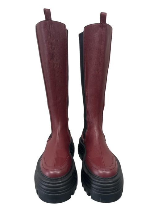 Bally Shoe Size 38.5 Red & Black Leather Chelsea Knee High Lugg Sole Boots Red & Black / 38.5