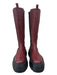 Bally Shoe Size 38.5 Red & Black Leather Chelsea Knee High Lugg Sole Boots Red & Black / 38.5