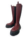 Bally Shoe Size 38.5 Red & Black Leather Chelsea Knee High Lugg Sole Boots Red & Black / 38.5