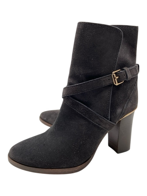 Tory Burch Shoe Size 8 Dark Gray Suede Buckle Stacked Heel Almond Toe Booties Dark Gray / 8