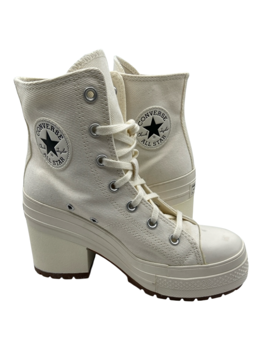 Converse Shoe Size 7.5 Cream White Canvas High Top Heel Lace Up Sneakers Cream White / 7.5