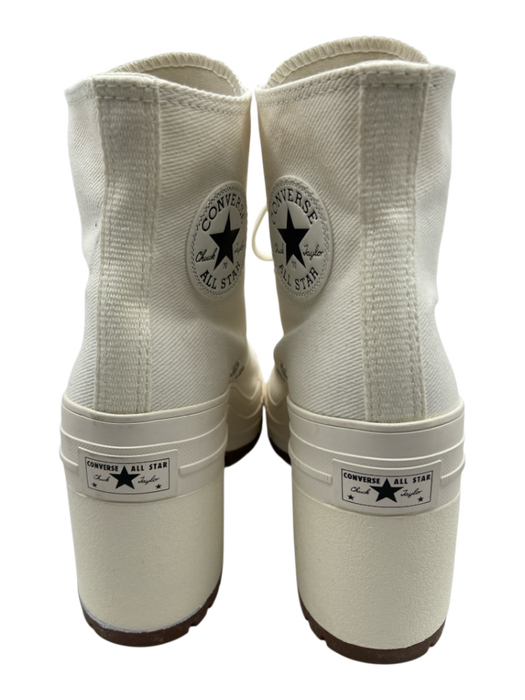 Converse Shoe Size 7.5 Cream White Canvas High Top Heel Lace Up Sneakers Cream White / 7.5