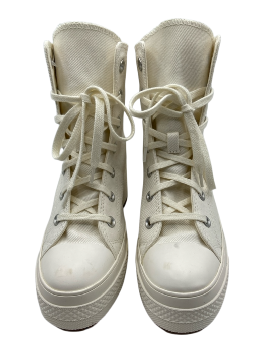 Converse Shoe Size 7.5 Cream White Canvas High Top Heel Lace Up Sneakers Cream White / 7.5