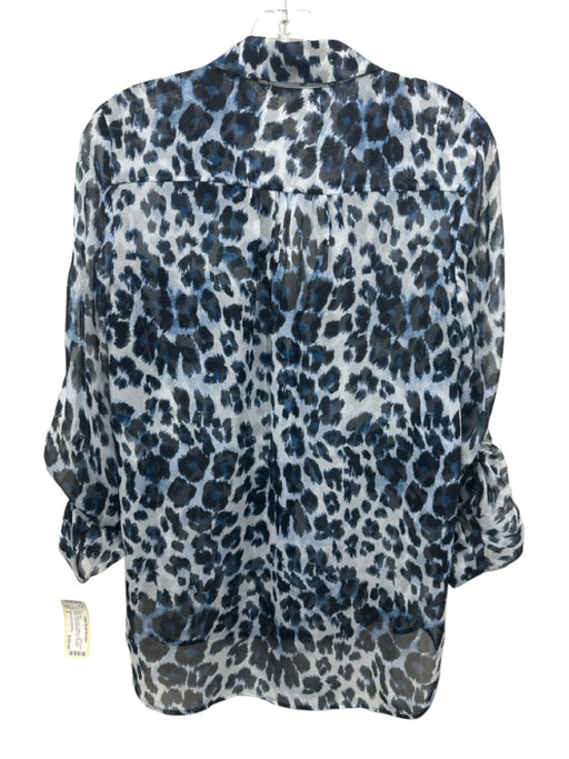 Diane Von Furstenberg Size 4 Black, White, Navy Cotton & Silk Leopard Skirt Set Black, White, Navy / 4