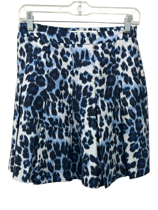 Diane Von Furstenberg Size 4 Black, White, Navy Cotton & Silk Leopard Skirt Set Black, White, Navy / 4
