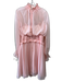 Mikael Aghal Size 4 Pink Polyester Shirred High Neck Long Balloon Sleeve Dress Pink / 4