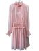 Mikael Aghal Size 4 Pink Polyester Shirred High Neck Long Balloon Sleeve Dress Pink / 4