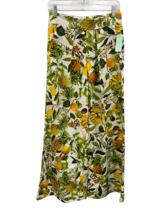 Cara Cara Size S Green, Yellow, White Cotton Short Sleeve Floral Pant Set Green, Yellow, White / S