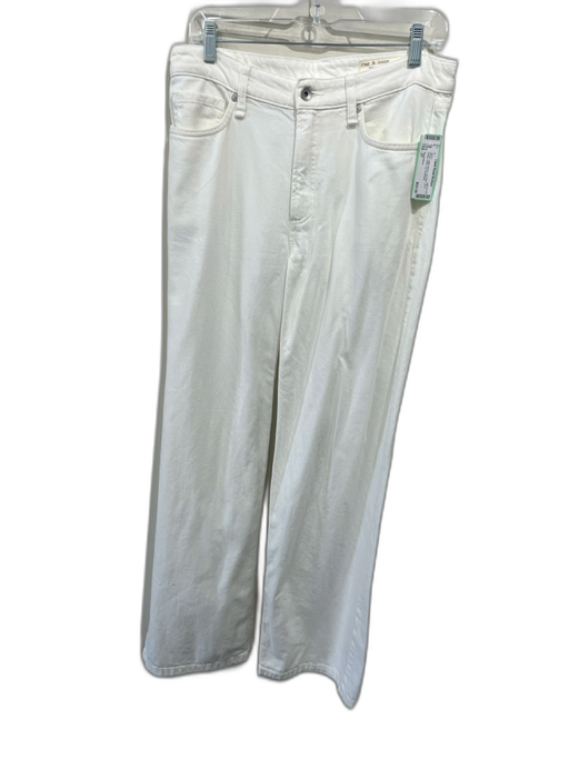 Rag & Bone Size 27 White Cotton Blend Low Rise Zip & Button Wide Leg Jeans White / 27