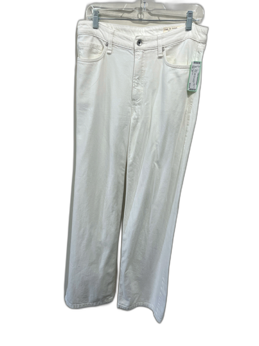 Rag & Bone Size 27 White Cotton Blend Low Rise Zip & Button Wide Leg Jeans White / 27