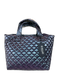 MZ Wallace Iridescent Blue No Fabric Tag Diamond Quilted Zip Top Top Handle Bag Iridescent Blue / Medium