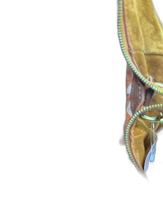 Hobo Orange, Black & Brown Suede Leather Accent Whipstitch Top Handle Bag Orange, Black & Brown / Medium