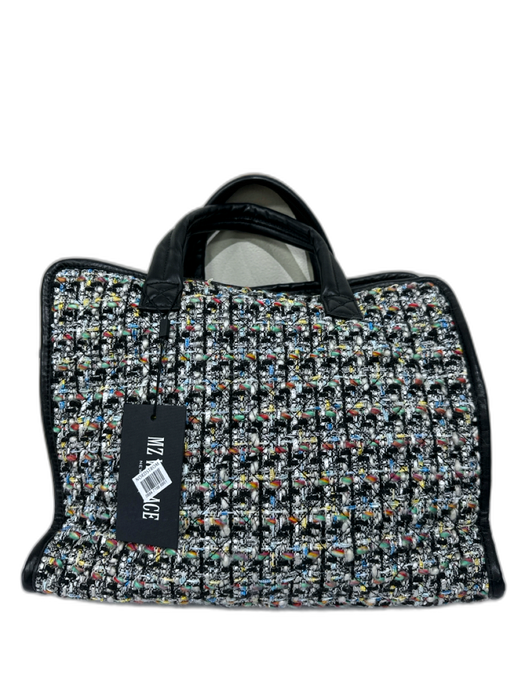 MZ Wallace Black, White & Multi Boucle Leather trim Detachable Strap Bag Black, White & Multi / Medium