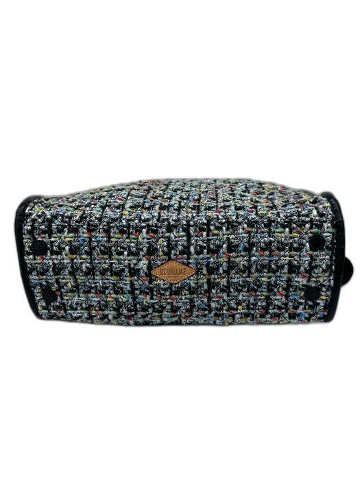 MZ Wallace Black, White & Multi Boucle Leather trim Detachable Strap Bag Black, White & Multi / Medium