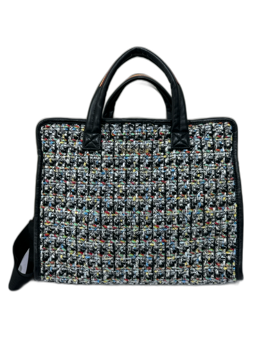 MZ Wallace Black, White & Multi Boucle Leather trim Detachable Strap Bag Black, White & Multi / Medium