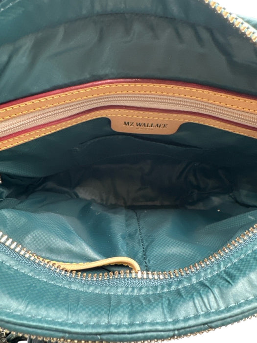 MZ Wallace Dark Green Nylon Quilted Gold Logo Flap Shoulder & Crossbody Bag Dark Green / M