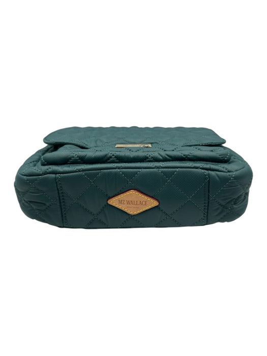 MZ Wallace Dark Green Nylon Quilted Gold Logo Flap Shoulder & Crossbody Bag Dark Green / M