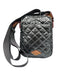 MZ Wallace Gunmetal & Brown Nylon & Leather Metallic Quilted Zip Crossbody Bag Gunmetal & Brown / S