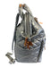 MZ Wallace Silver & Brown Nylon & Leather Quilted Zip Top Backpack Bag Silver & Brown / L