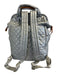 MZ Wallace Silver & Brown Nylon & Leather Quilted Zip Top Backpack Bag Silver & Brown / L