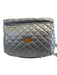 MZ Wallace Silver & Brown Nylon & Leather Quilted Zip Top Backpack Bag Silver & Brown / L
