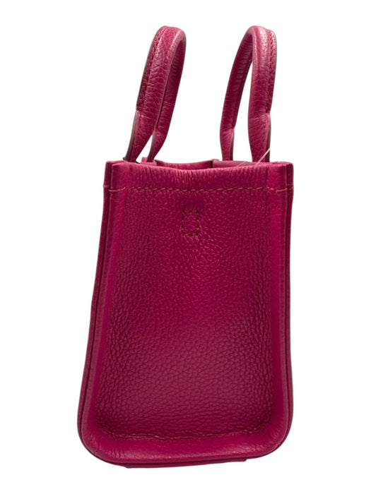 Marc Jacobs Magenta Pink Pebble Leather Zip Top Crossbody Strap Tote Bag Magenta Pink / XS