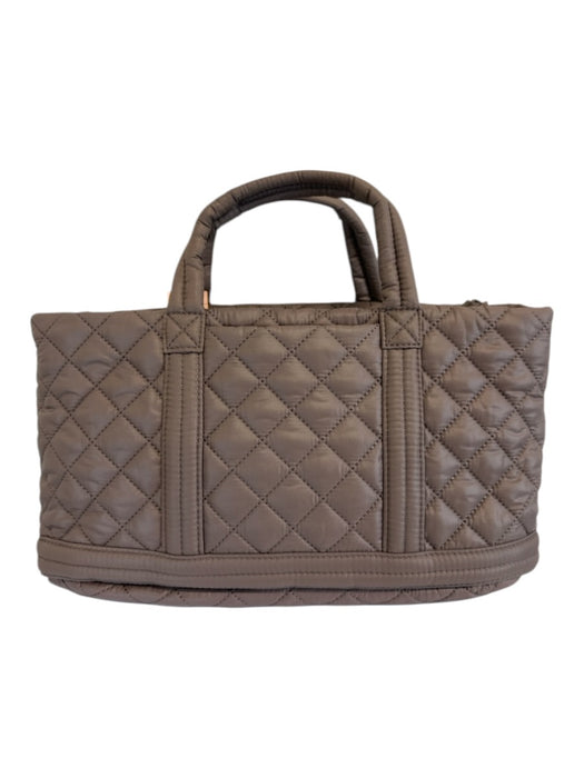 MZ Wallace Taupe Brown Nylon Quilted Zip Top Crossbody Strap hand bag Bag Taupe Brown / S/M