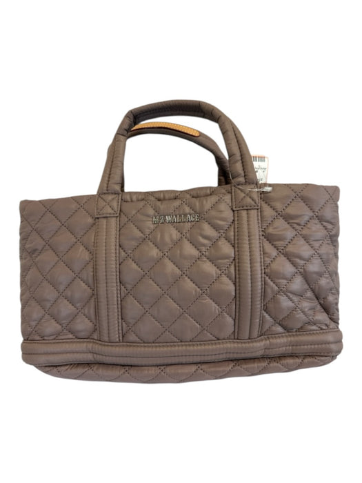 MZ Wallace Taupe Brown Nylon Quilted Zip Top Crossbody Strap hand bag Bag Taupe Brown / S/M