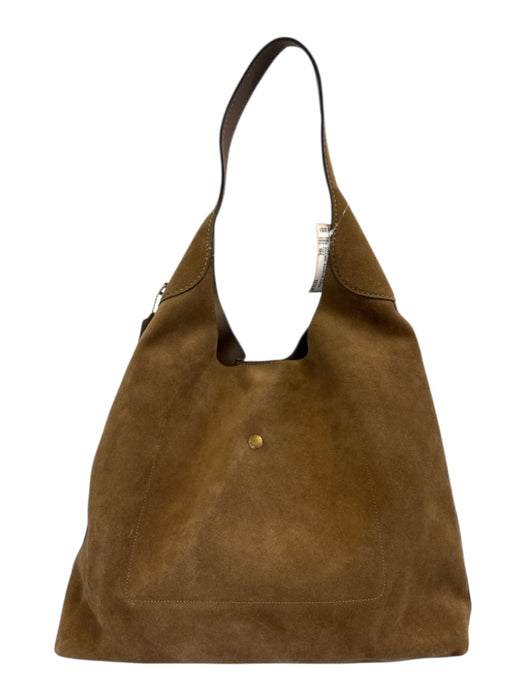 Coach Olive Brown Suede leather Crescent Shoulder Tote Bag Olive Brown / M/L
