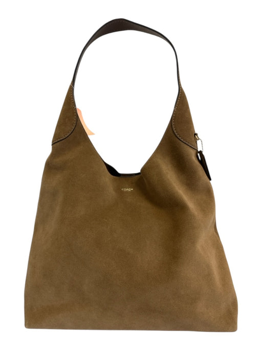 Coach Olive Brown Suede leather Crescent Shoulder Tote Bag Olive Brown / M/L