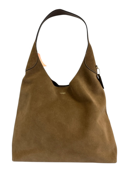 Coach Olive Brown Suede leather Crescent Shoulder Tote Bag Olive Brown / M/L