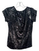 Alice + Olivia Size XS Black Sequin Round Neck Short Sleeve Top Black / XS