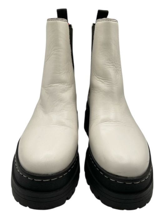 Marc Fisher Shoe Size 6 White & Black Leather Platform Lug sole Booties White & Black / 6