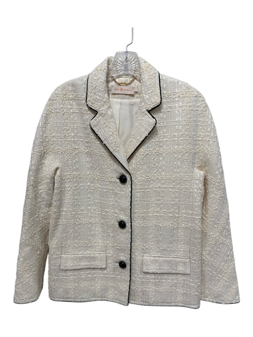 Tory Burch Size 4 White & Black cotton & polyamide Long Sleeve Blazer Jacket White & Black / 4