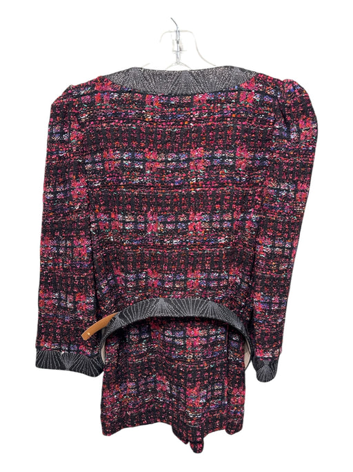 St. John Size 6 Black, Pink, Multi Rayon Blend Belt Incl. Knit Buttons Jacket Black, Pink, Multi / 6