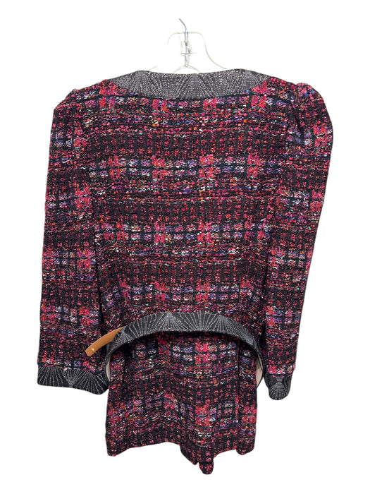 St. John Size 6 Black, Pink, Multi Rayon Blend Belt Incl. Knit Buttons Jacket Black, Pink, Multi / 6