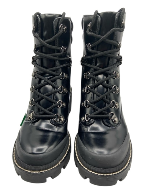 Tory Burch Shoe Size 6.5 Black Leather Upper Rubber Outsole lace up Booties Black / 6.5