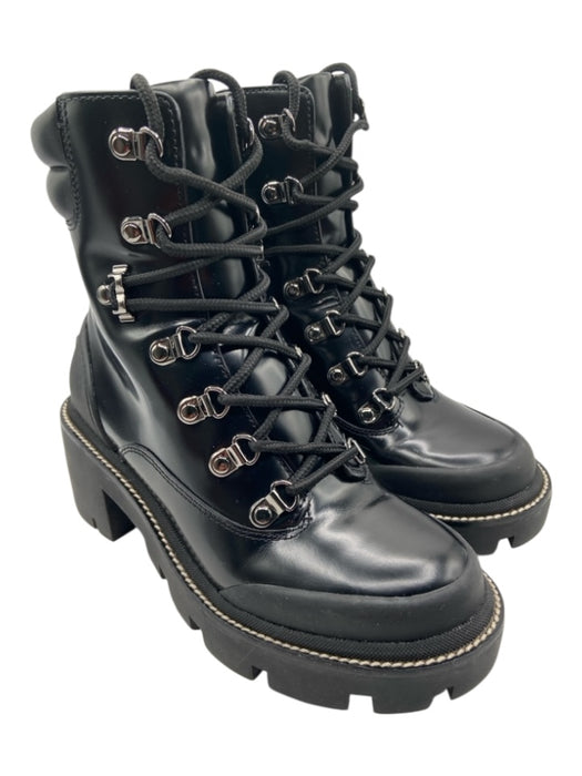 Tory Burch Shoe Size 6.5 Black Leather Upper Rubber Outsole lace up Booties Black / 6.5