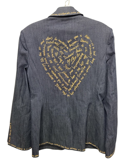 5a7 Cinq a Sept Size 8 Navy blue & gold Cotton Polyester Blend Denim Jacket Navy blue & gold / 8