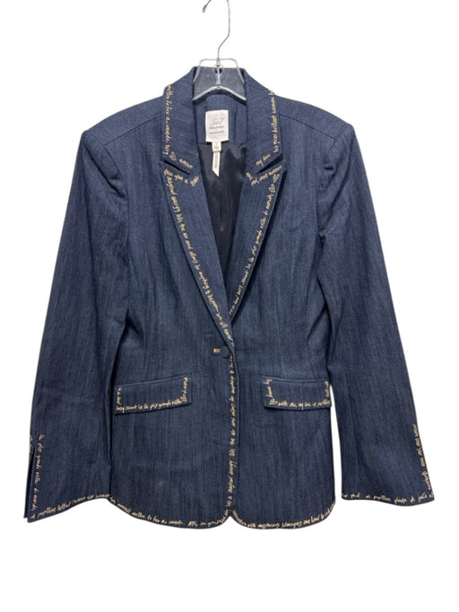 5a7 Cinq a Sept Size 8 Navy blue & gold Cotton Polyester Blend Denim Jacket Navy blue & gold / 8