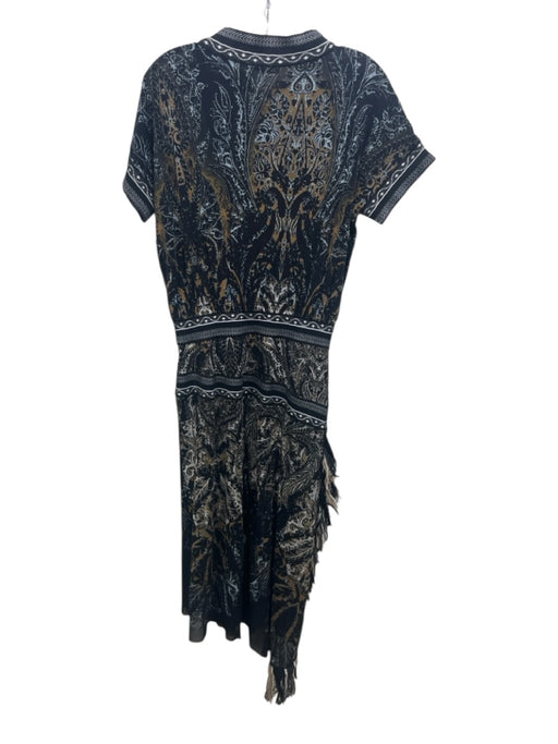 Fuzzi Size S Black, Brown, Multi Polyamide Mesh Abstract Paisley Midi Dress Black, Brown, Multi / S