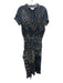 Fuzzi Size S Black, Brown, Multi Polyamide Mesh Abstract Paisley Midi Dress Black, Brown, Multi / S