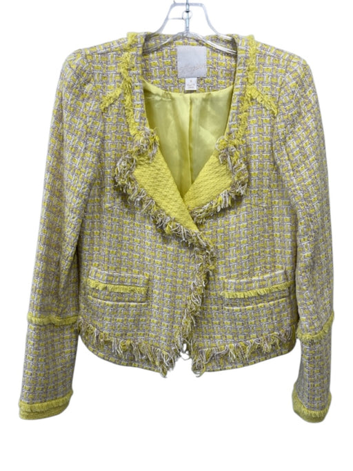 Mcginn Size 8 Yellow & White Cotton Blend Long Sleeve Blazer Jacket Yellow & White / 8